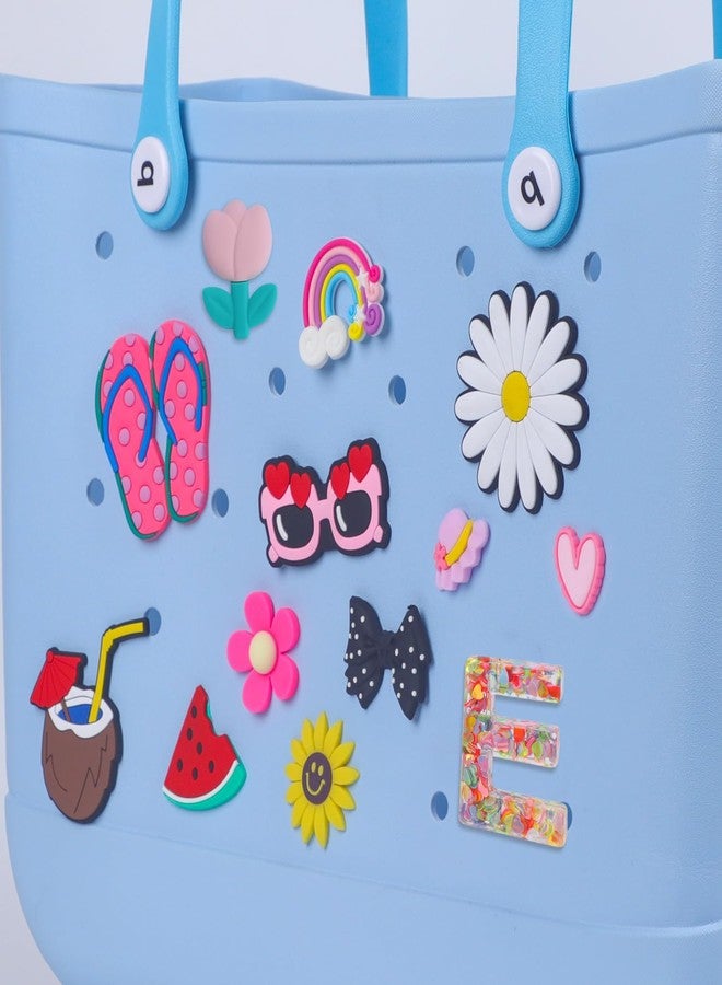 LA KEN DU Beach Bag Accessories PVC Rubber Totes Inserts Charms for Bogg Bag,Letter Charms for Bogg Bag (E) - Image 4